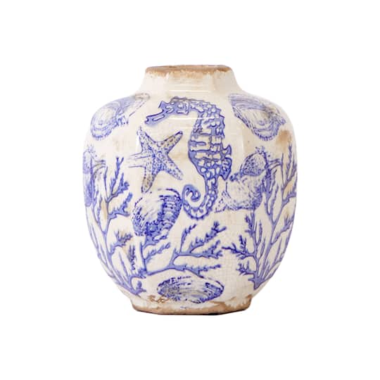 8.5" Nautical Ceramic Decorative Vase
